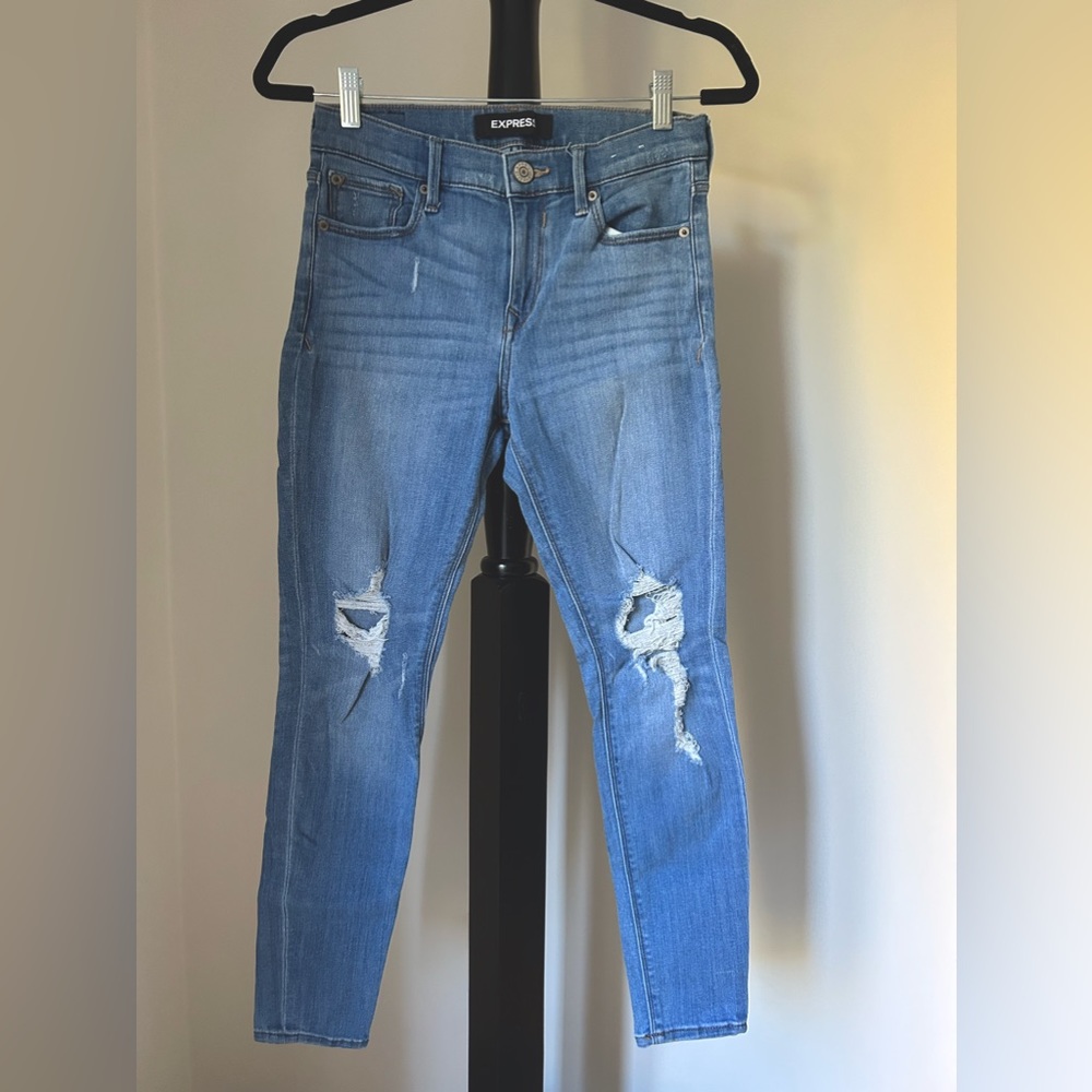 Express stretch mid-rise denim legging